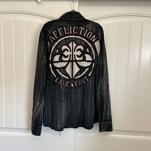 Affliction men’s black button down long sleeve size XL